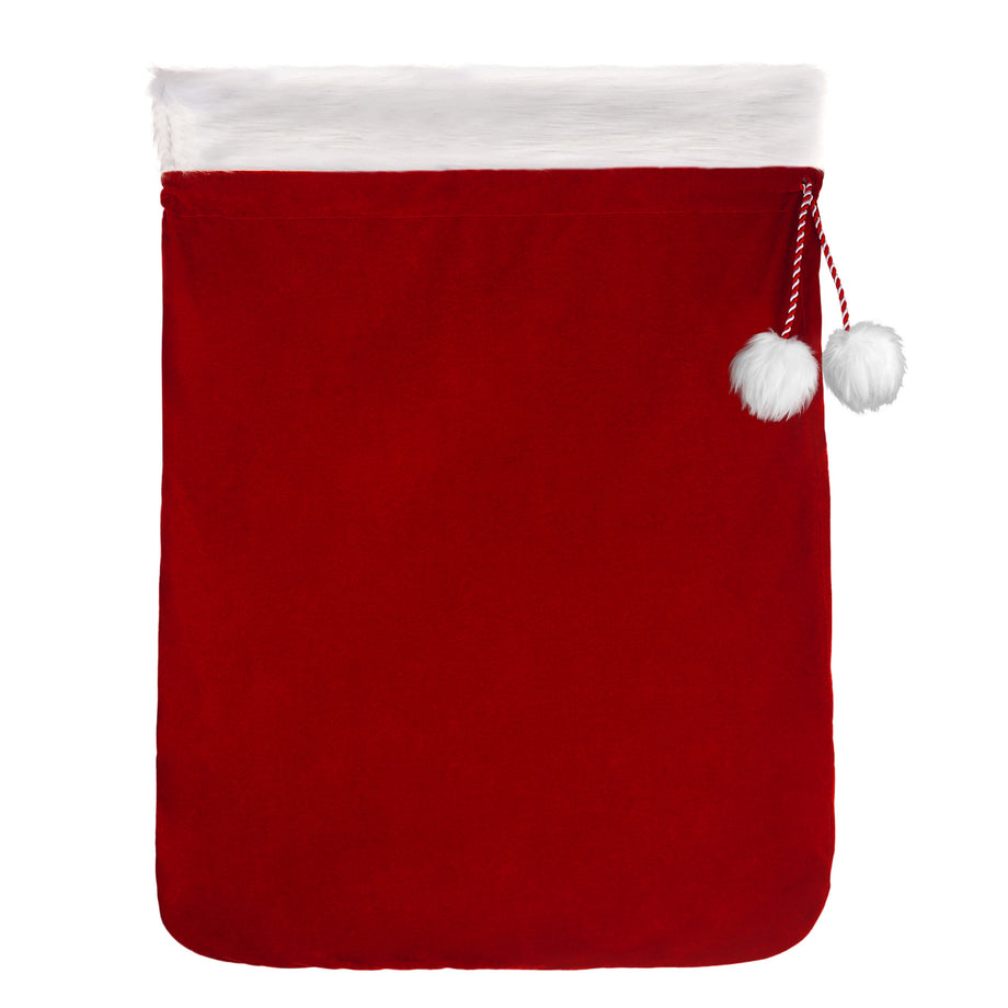 Haute Decor Deluxe Red and White Christmas Santa Bag with Fur Cuff 20 inch x 28 inch