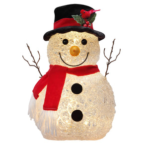 Seasonal & Holiday Decorations - 14 Inch Spun Acrylic Snowman With LED Lights