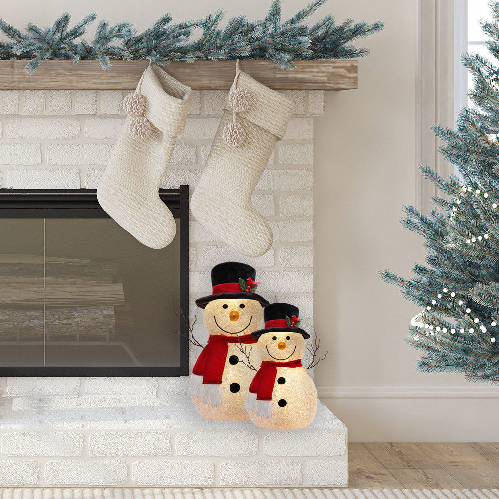 Seasonal & Holiday Decorations - 14 Inch Spun Acrylic Snowman With LED Lights
