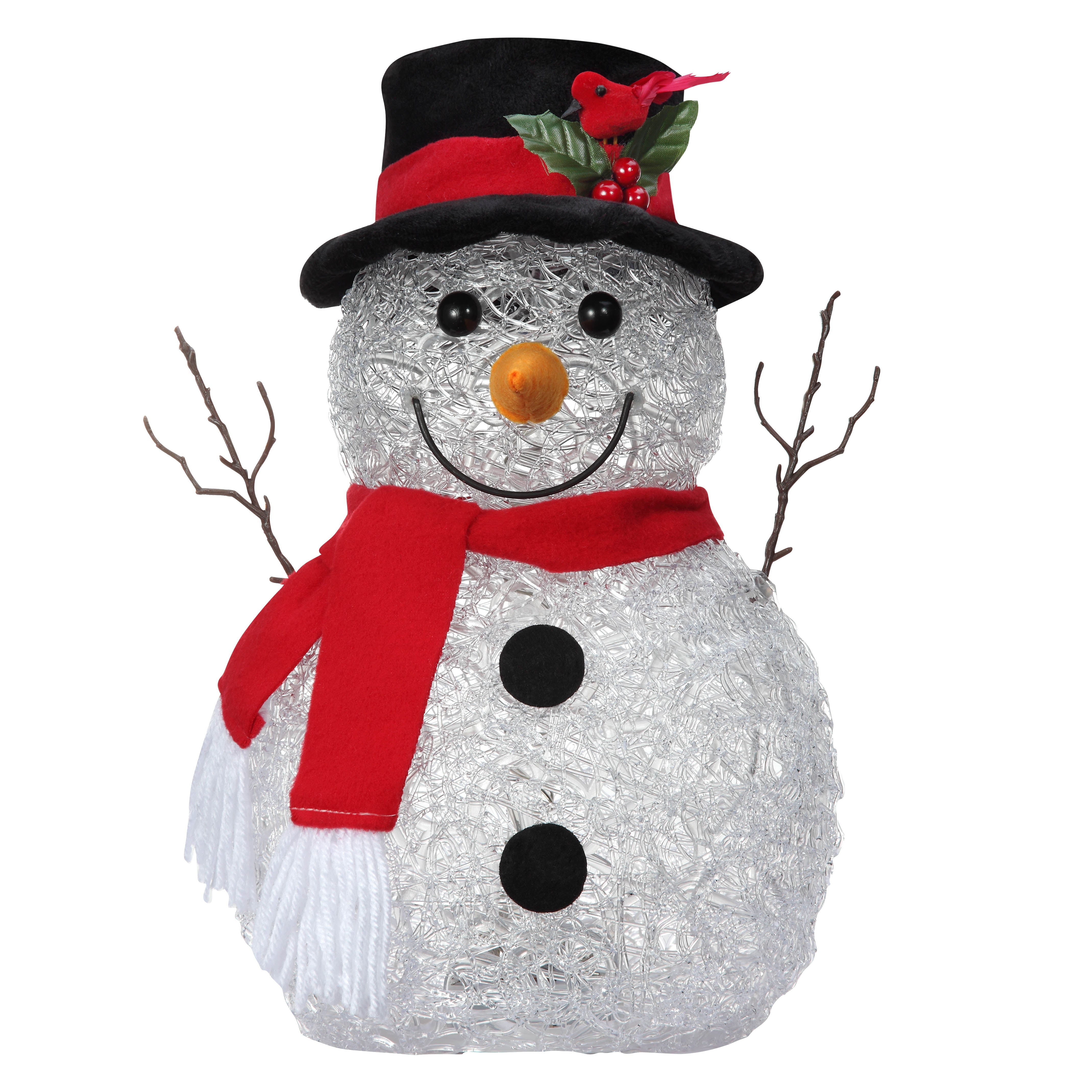 14 Inch Spun Acrylic Snowman with LED Lights – Haute Decor