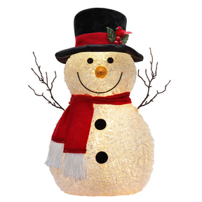 Seasonal & Holiday Decorations - 18 Inch Spun Acrylic Snowman With LED Lights