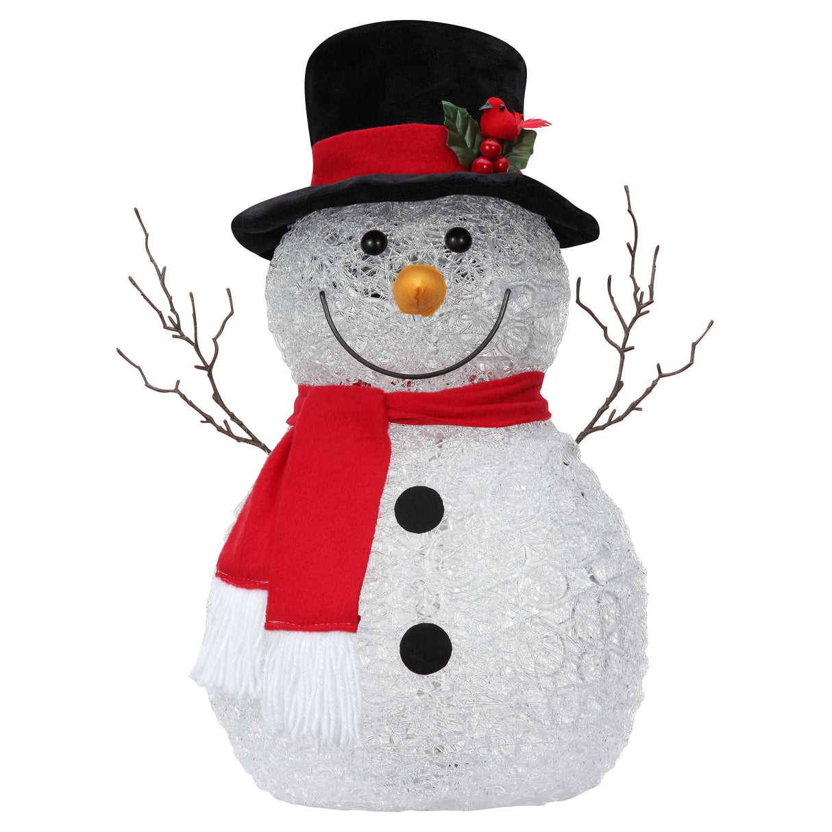 Seasonal & Holiday Decorations - 18 Inch Spun Acrylic Snowman With LED Lights