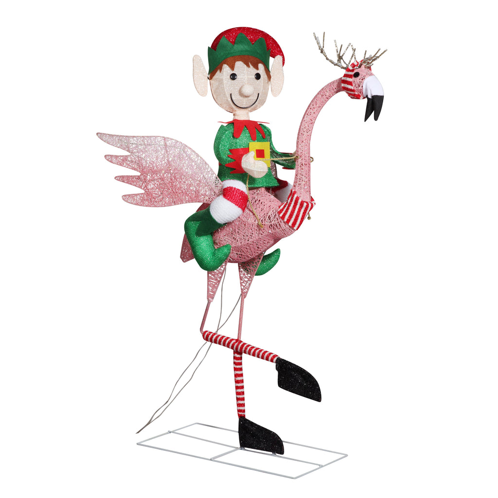 Seasonal & Holiday Decorations - 42 Inch Flamingo With Boy Elf