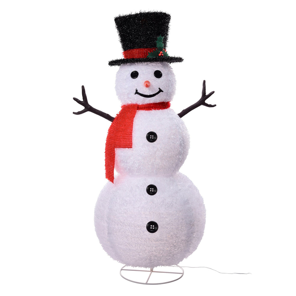 Seasonal & Holiday Decorations - 48 Inch Tall Collapsible Tinsel Fabric Snowman For Indoor Or Outdoor Use