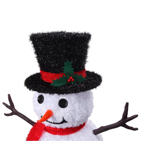 Seasonal & Holiday Decorations - 48 Inch Tall Collapsible Tinsel Fabric Snowman For Indoor Or Outdoor Use