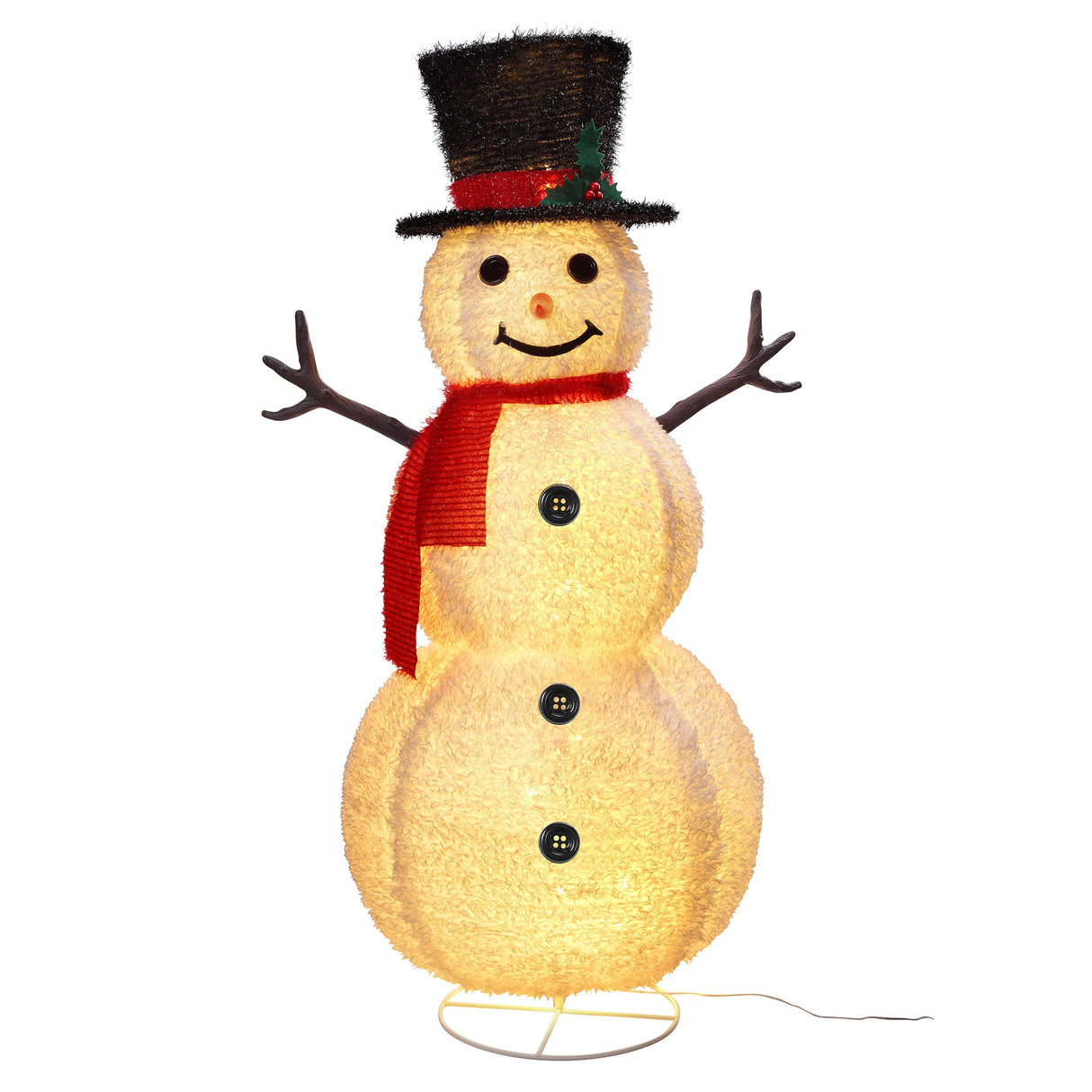 Seasonal & Holiday Decorations - 48 Inch Tall Collapsible Tinsel Fabric Snowman For Indoor Or Outdoor Use