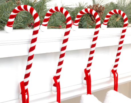 Stocking Holder - Candy Cane Stocking Holder - 4 Pack - Velvet