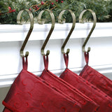 Stocking Holder - Stocking Scrolls?« - Embossed Holly - Antique Brass