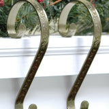 Stocking Holder - Stocking Scrolls?« - Embossed Holly - Antique Brass