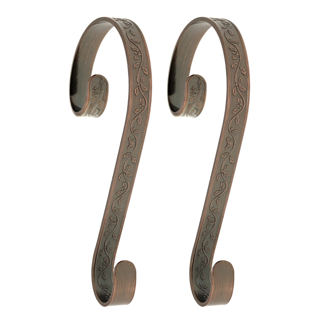 Stocking Holder - Stocking Scrolls® - Embossed Holly-Oil-Rubbed Bronze