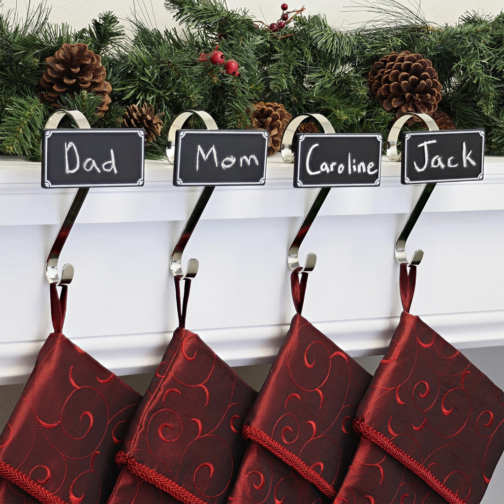 Stocking Holder - Stocking Scrolls® With Chalkboards - Silver