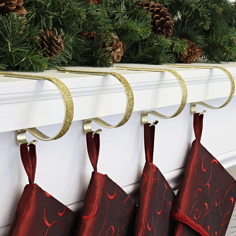 Stocking Holder - The Original MantleClip® Stocking Holder - Glitter Gold