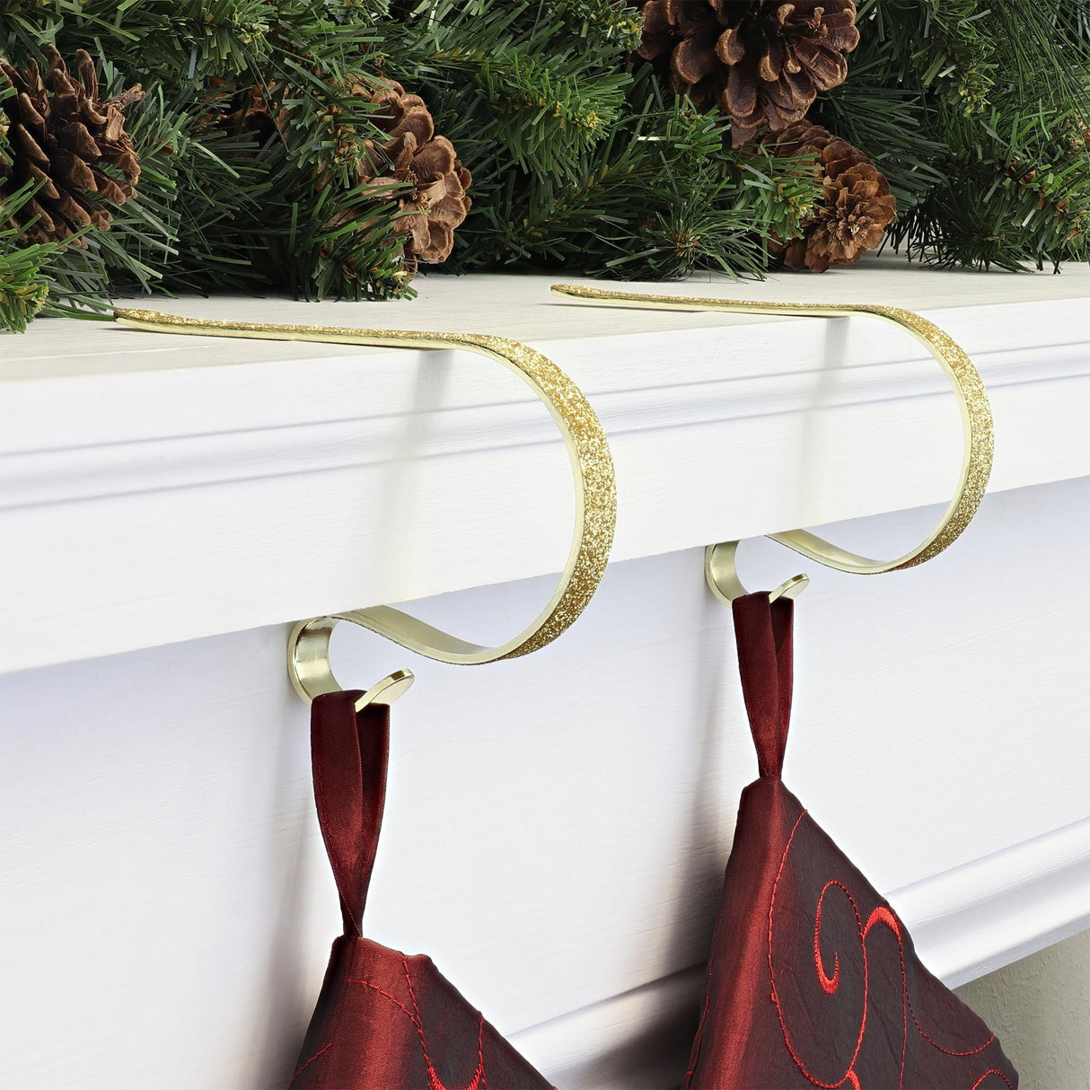 Stocking Holder - The Original MantleClip® Stocking Holder - Glitter Gold