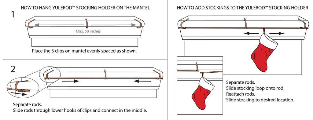 Stocking Holder - The Original MantleClip® Stocking Holder Rod - Pewter