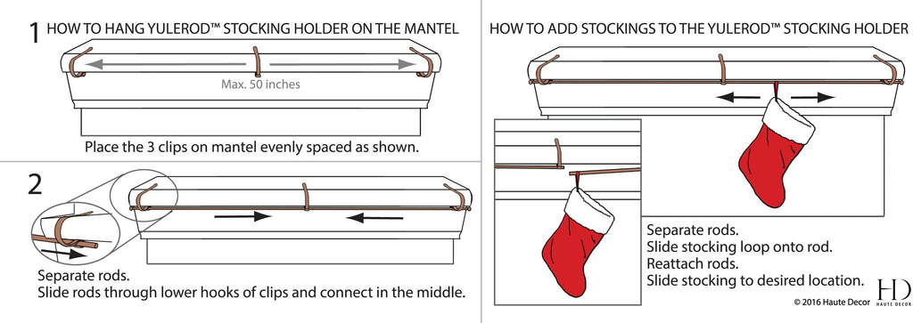 Stocking Holder - The Original MantleClip® Stocking Holder Rod - Silver