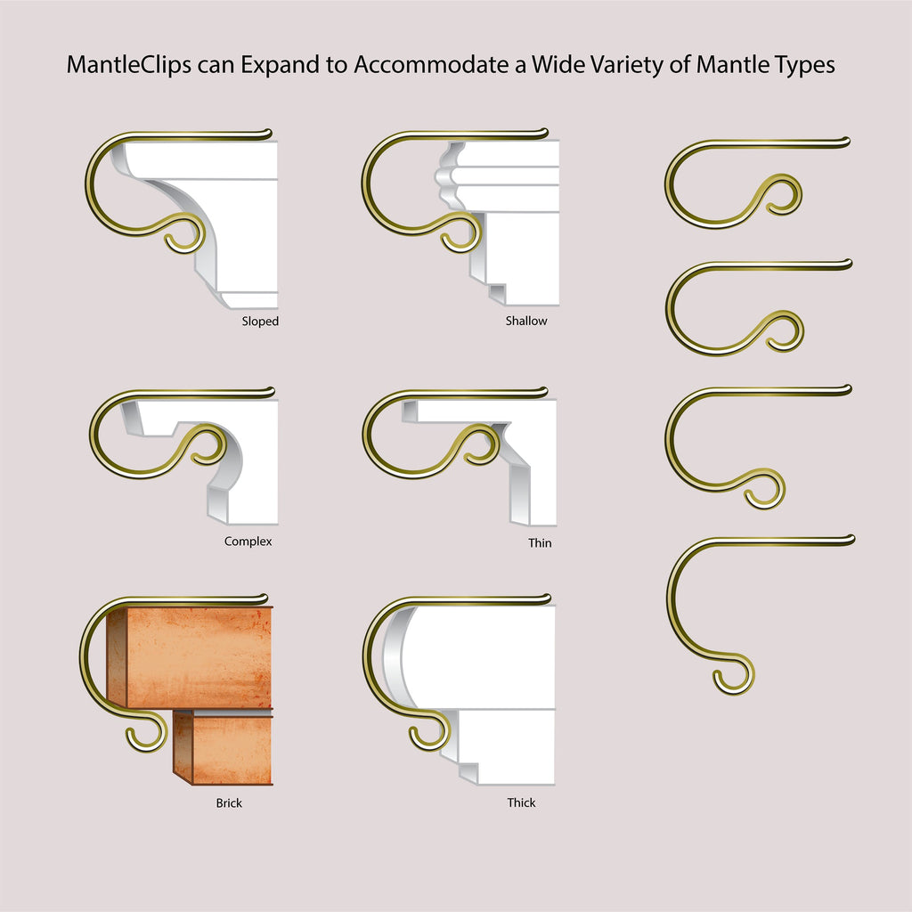 Stocking Holder - The Original MantleClip® Stocking Holder - Rope Design - Antique Brass