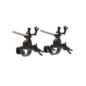 Stocking Holder - The Original MantleClip?« Stocking Holder With Removable Metal Holiday Icons, 2 Pack - Matte Black Reindeer