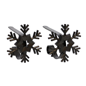 Stocking Holder - The Original MantleClip?« Stocking Holder With Removable Metal Holiday Icons, 2 Pack - Matte Black Snowflake