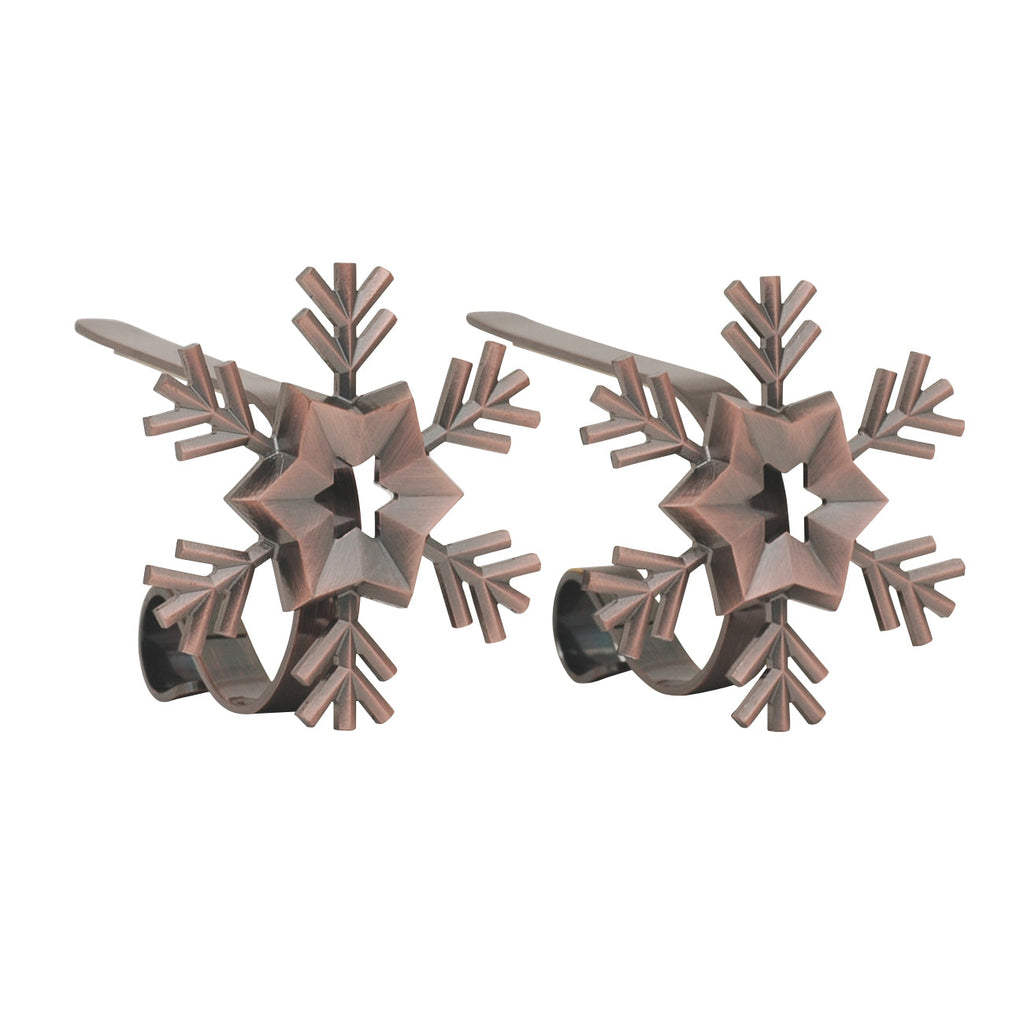 Stocking Holder - The Original MantleClip® Stocking Holder With Removable Metal Holiday Icons, 2 Pack - Oil-Rubbed Bronze Snowflake