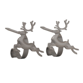 Stocking Holder - The Original MantleClip?« Stocking Holder With Removable Metal Holiday Icons, 2 Pack - Pewter Reindeer
