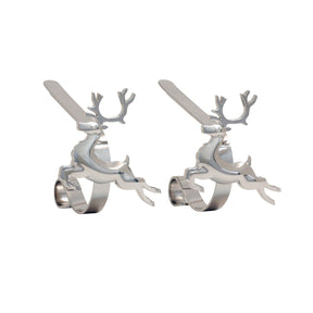 Stocking Holder - The Original MantleClip?« Stocking Holder With Removable Metal Holiday Icons, 2 Pack - Silver Reindeer