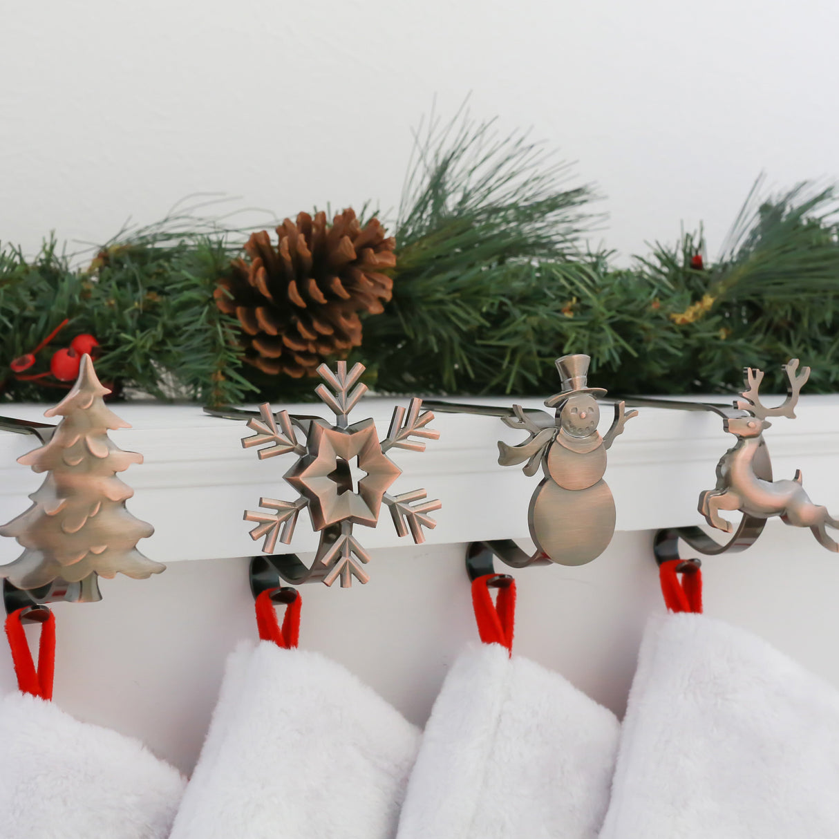 Stocking Holder - The Original MantleClip?« Stocking Holder With Removable Metal Holiday Icons, 4 Pack - Assorted Oil-Rubbed Bronze