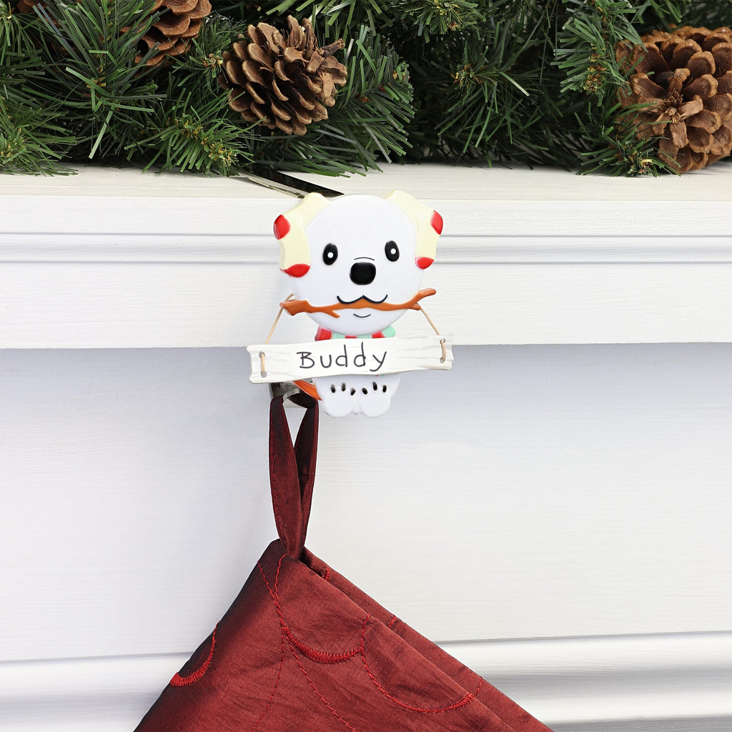 Stocking Holder - The Original MantleClip® Stocking Holder With Snowman Family - Dog Icon