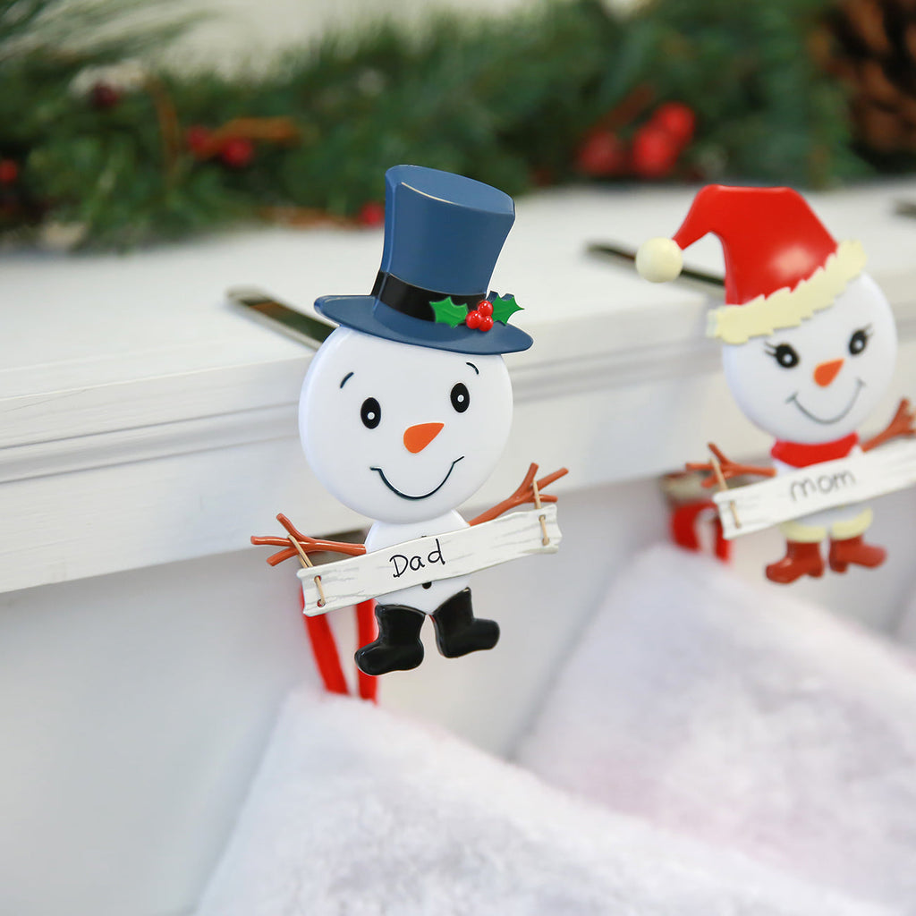 Stocking Holder - The Original MantleClip® Stocking Holder With Snowman Family - Father Icon