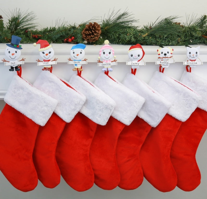 Stocking Holder - The Original MantleClip® Stocking Holder With Snowman Family - Son Icon