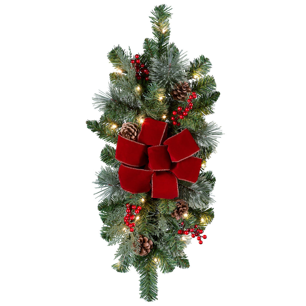 Swags - 26 Inch Classic Pre-lit Christmas Staircase Swag