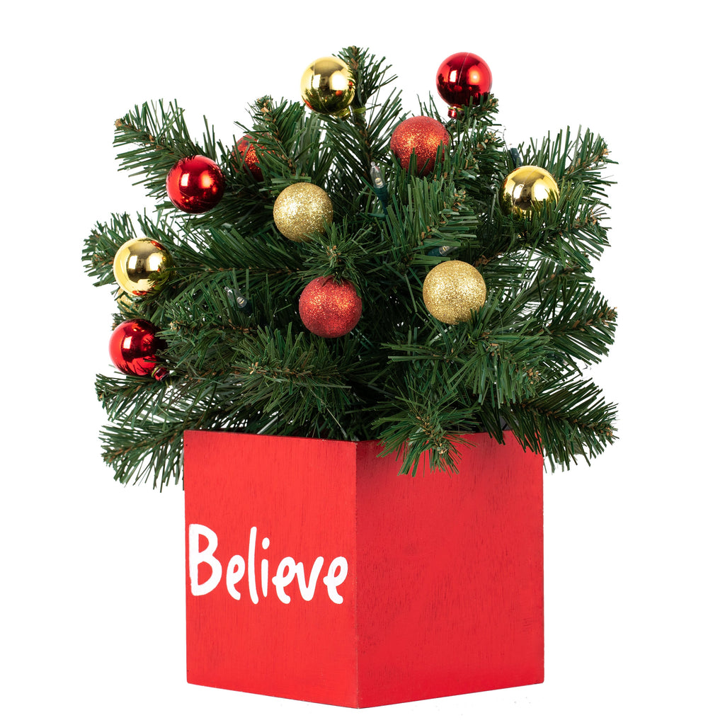 Tabletop Decor - 13 Inch Believe Classic Greenery Christmas Decoration