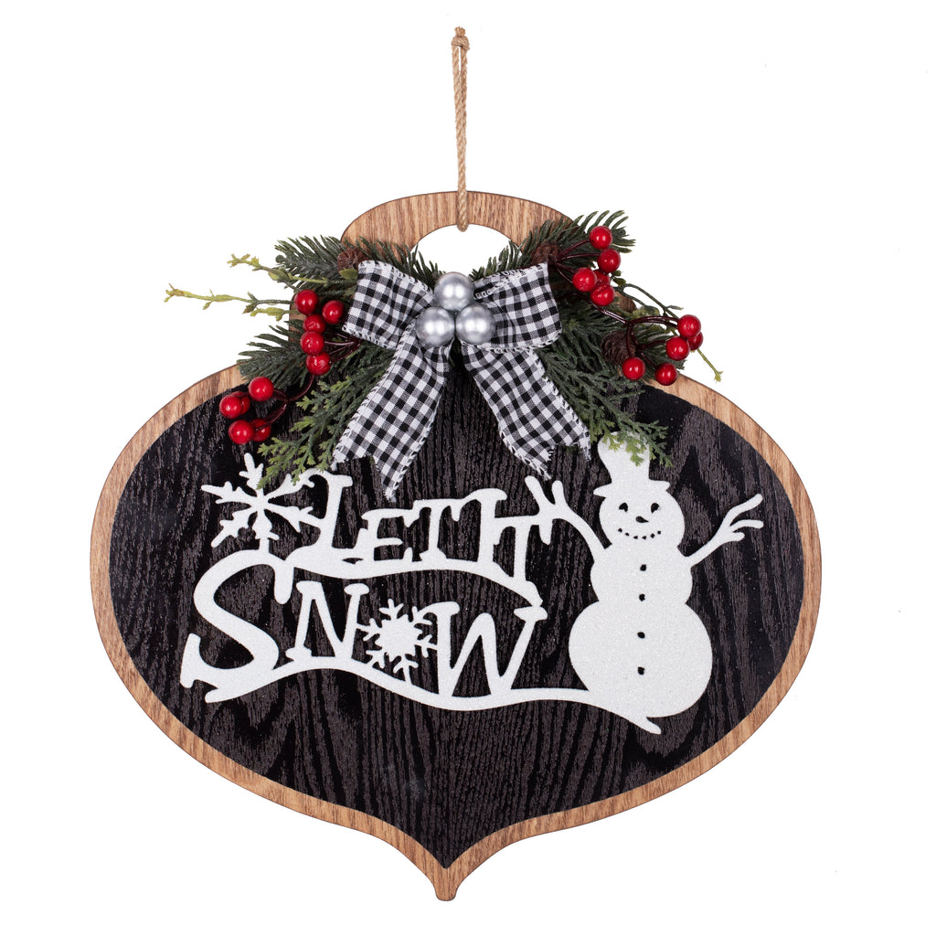 Tabletop Decor - 14 Inch Let It Snow Christmas Wood Ornament Wall Hanging