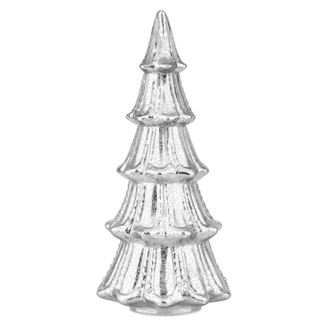 Tabletop Decor - 14 Inch Lighted Mercury Glass Christmas Tree