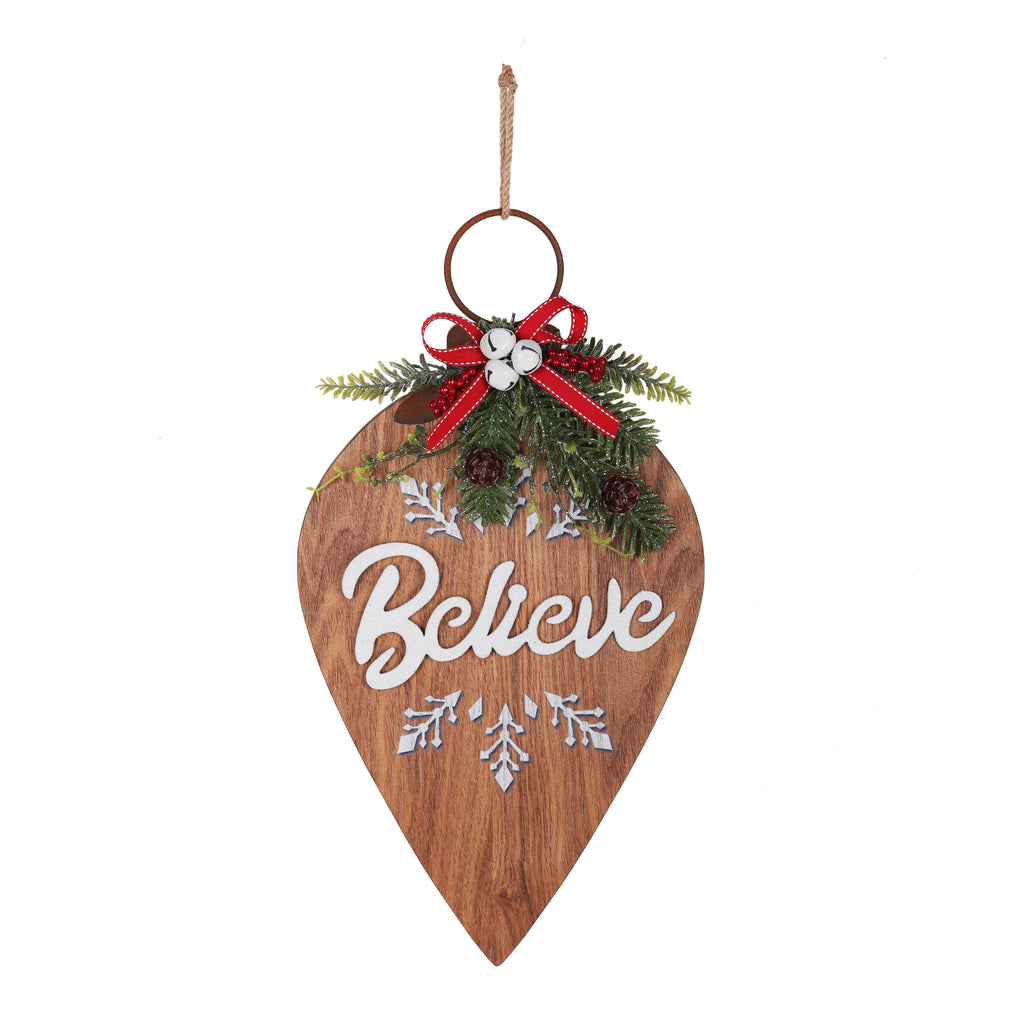 Tabletop Decor - 18 Inch Believe Wood Christmas Ornament Wall Hanging