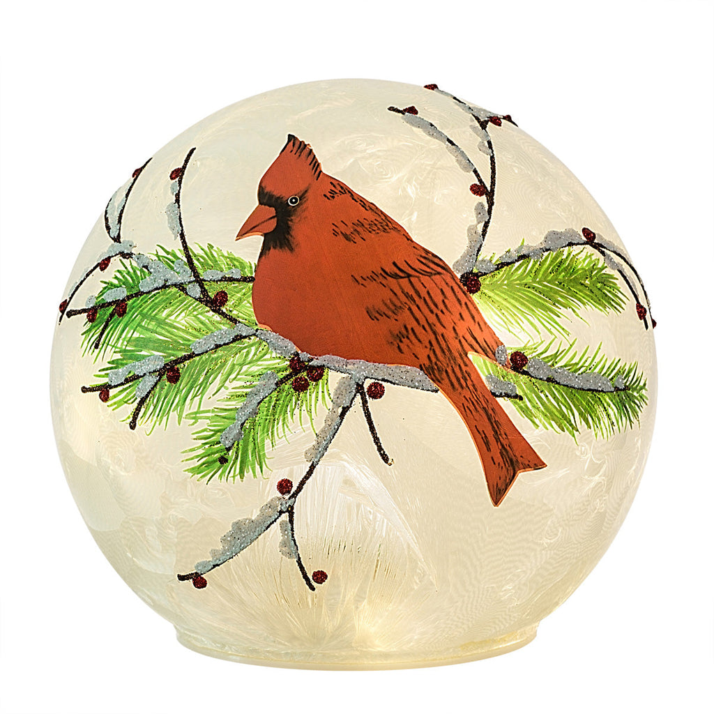 Tabletop Decor - 6 Inch Diameter Cardinal Christmas Globe