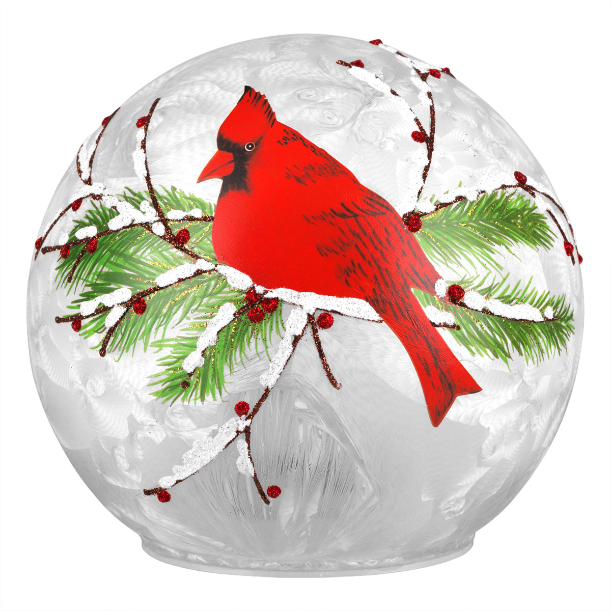 Tabletop Decor - 6 Inch Diameter Cardinal Christmas Globe