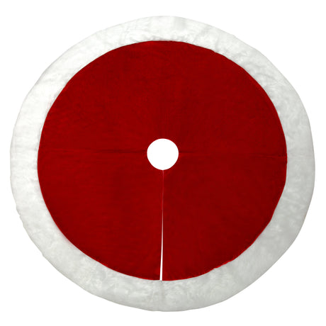 Tree Skirt - 54 Inch Burgundy Velvet Tree Skirt With Hi-Pile White Border