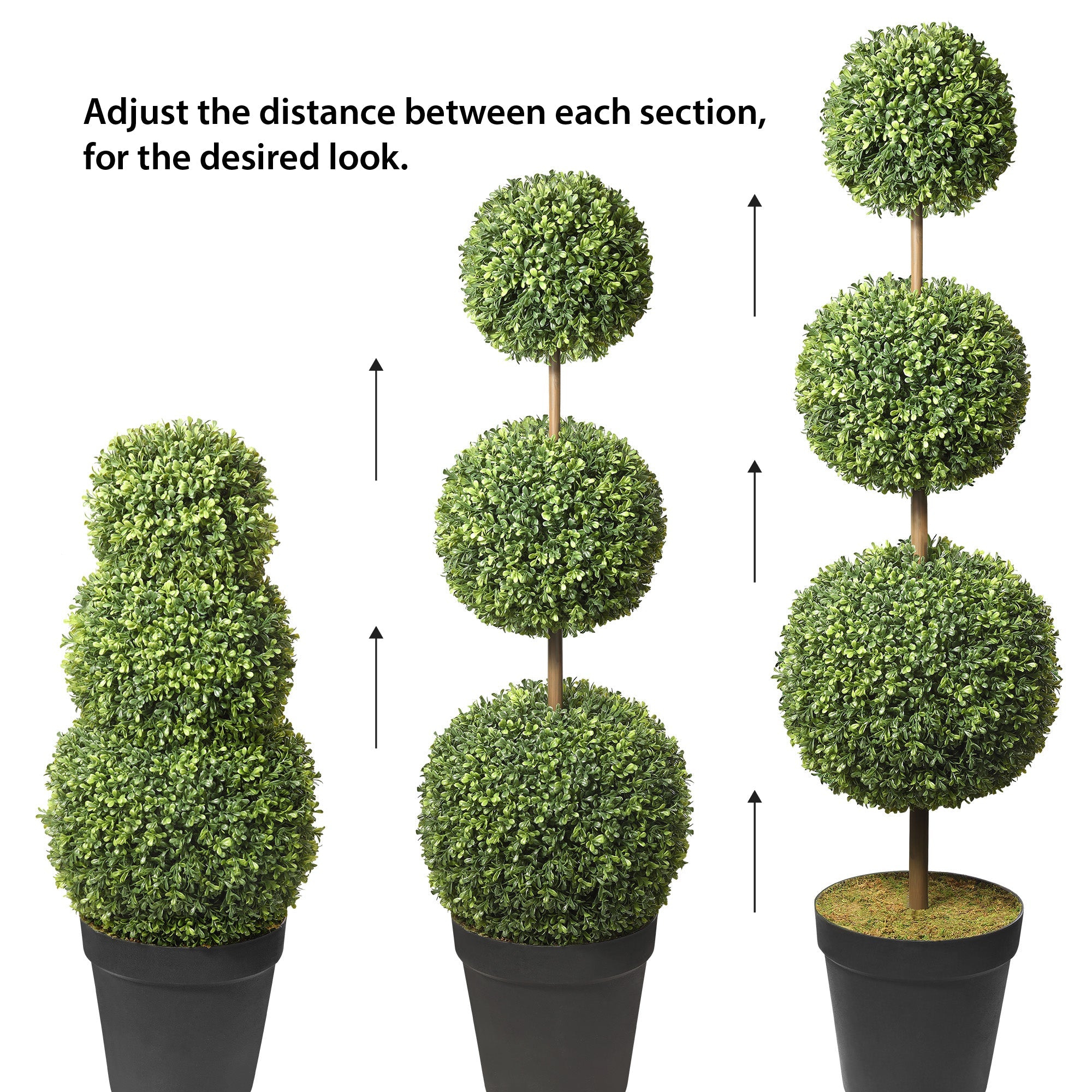 plant pots for topiary trees Haute Decor Adjustable Triple Ball Boxwood Topiary