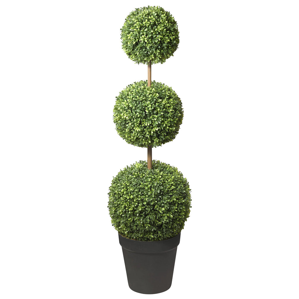 Triple Ball Artificial Boxwood Topiary Adjustable To 64 Inches Tall