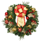 Wreath - 24 Inch Madison Prelit Wreath With LED Lights