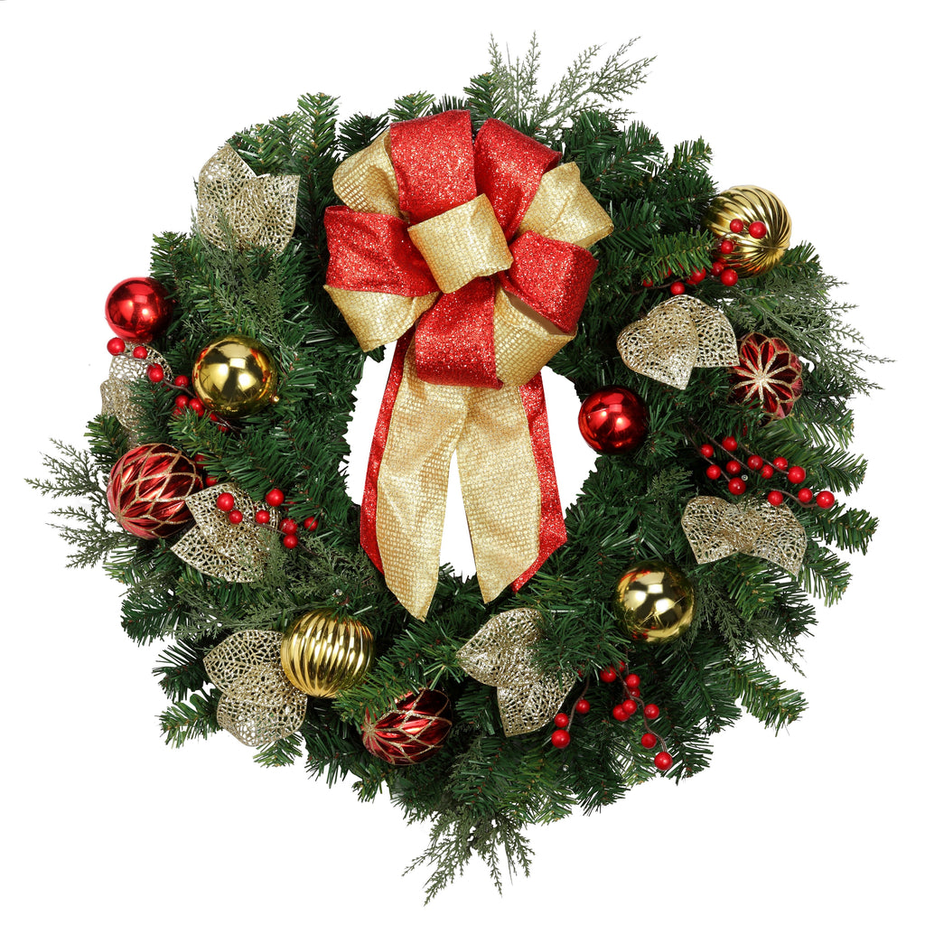 Wreath - 24 Inch Madison Prelit Wreath With LED Lights