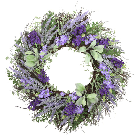 Wreath - 24 Inch Mixed Lavender/Larkspur Wreath