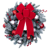 Wreath - 24 Inch Pre-lit Frosted Christmas Wreath