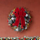 Wreath - 24 Inch Pre-lit Frosted Christmas Wreath