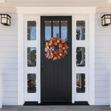 Wreath - 24 Inch Pre-lit Halloween Pumpkin Plaid