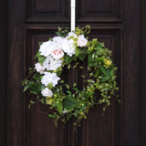 Wreath - 24 Inch Rose Hydrangea Wreath With Grapevine Base