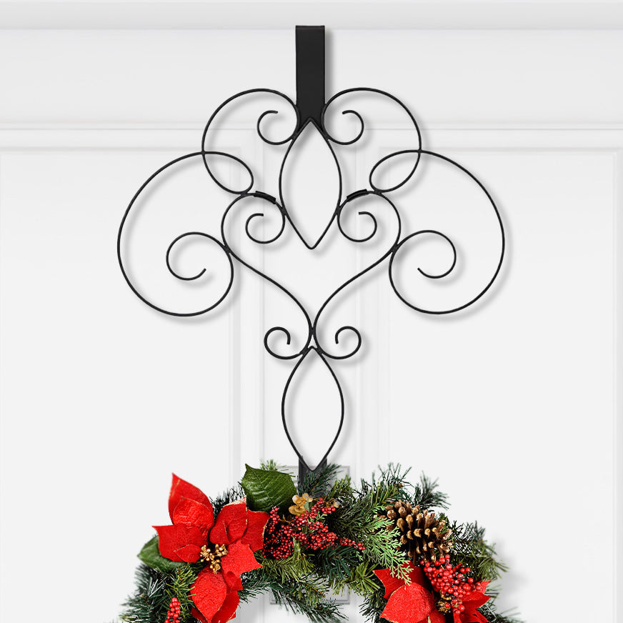 Wreath Hangers - 18-Inch Scrollwork Wreath Hanger- Black