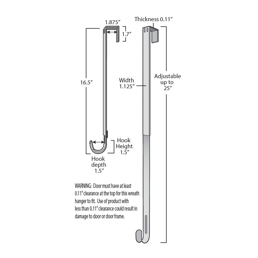 Wreath Hangers - Adapt™ Adjustable Length Wreath Hanger - White