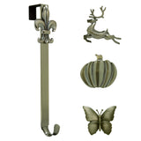 Wreath Hangers - Adapt?äó Adjustable Length Wreath Hanger With 4 Interchangeable Icons - Antique Brass