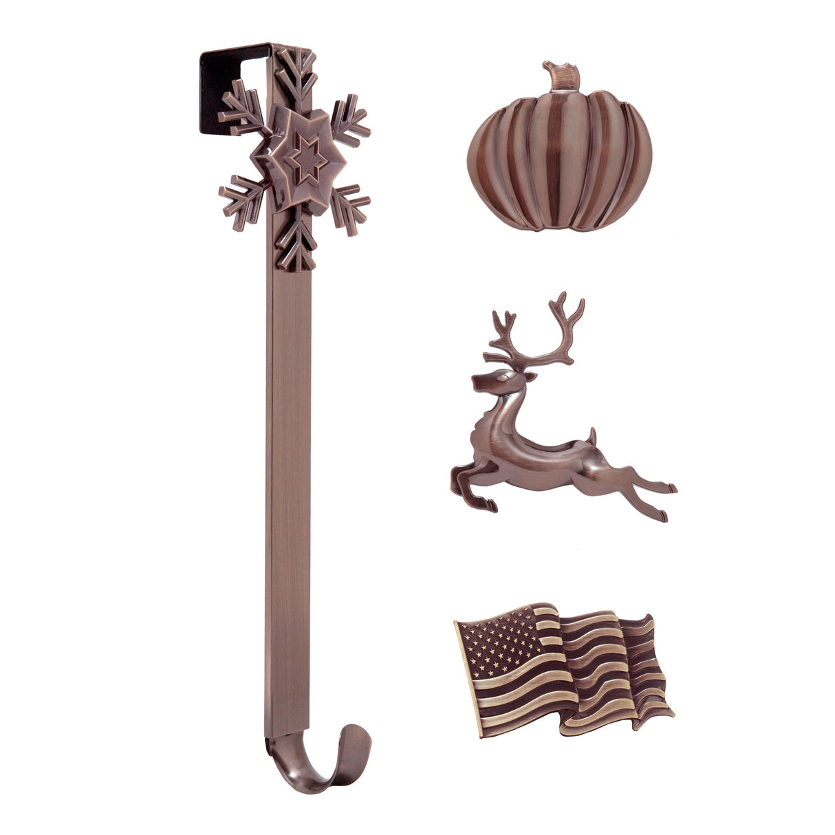 Wreath Hangers - Adapt?äó Adjustable Length Wreath Hanger With 4 Interchangeable Icons - Oil-Rubbed Bronze